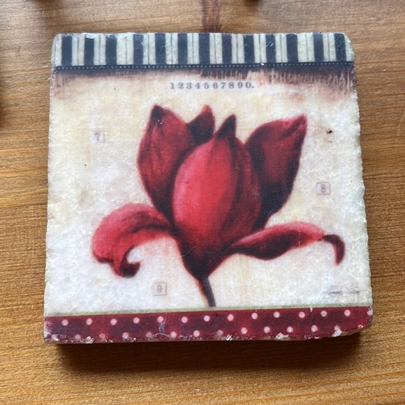 Beautiful set of coasters w/metal stand. - Picture 4 of 5